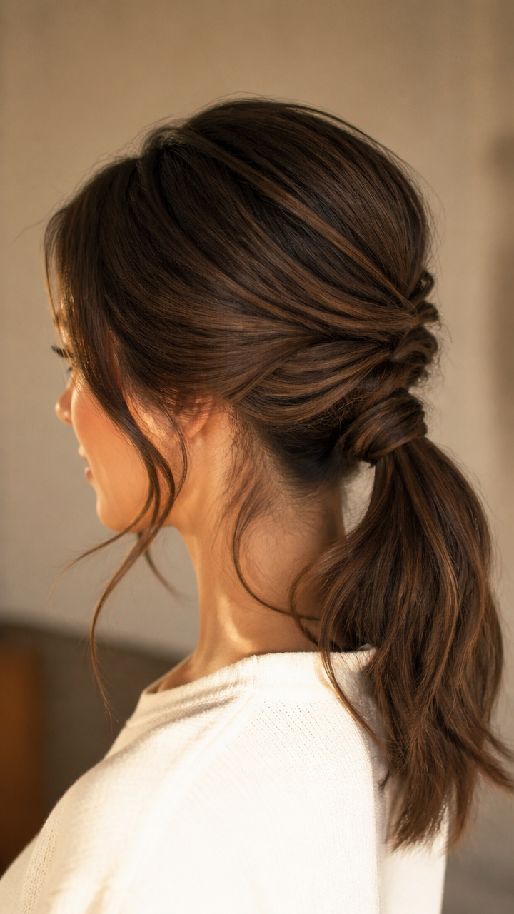 Half-Up Twist into Low Pony