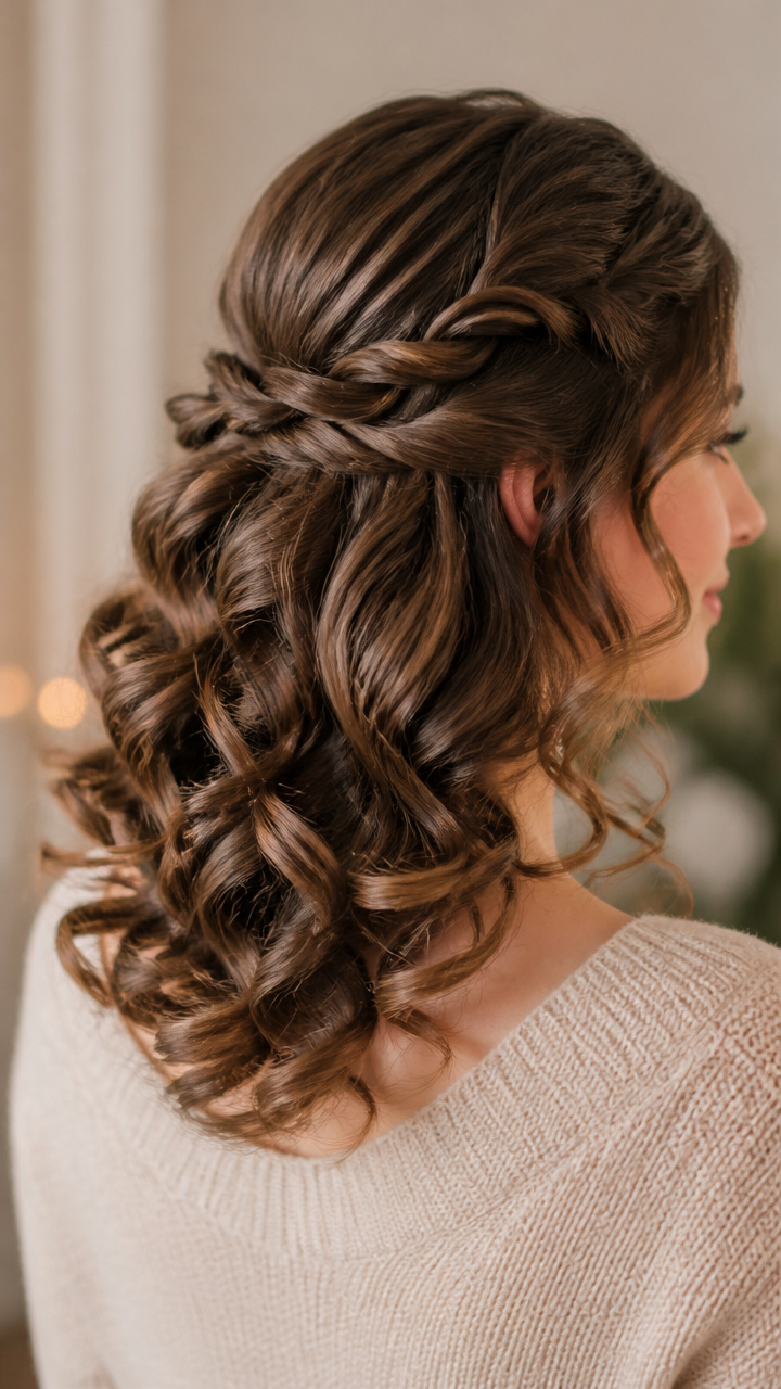 Half-Up Twist With Cascading Curls