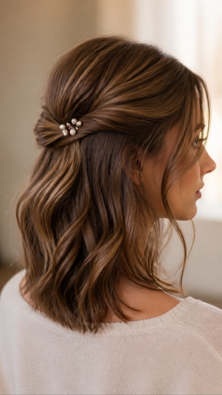 Half-Up Twist with Pearl Pins