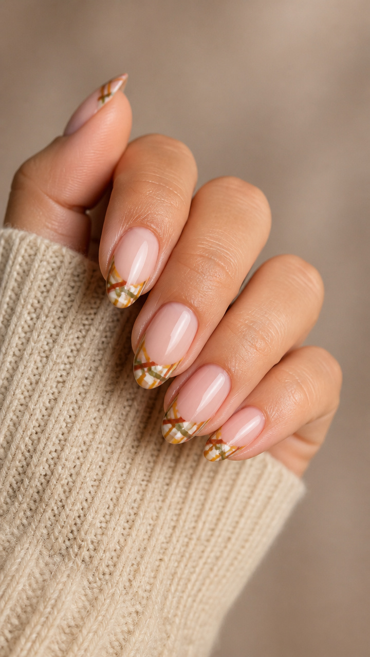Harvest Plaid French Tips