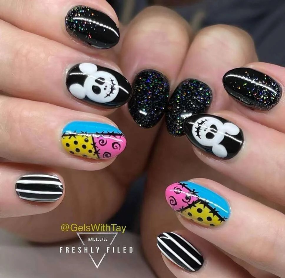 Jack and Sally with Mickey skulls