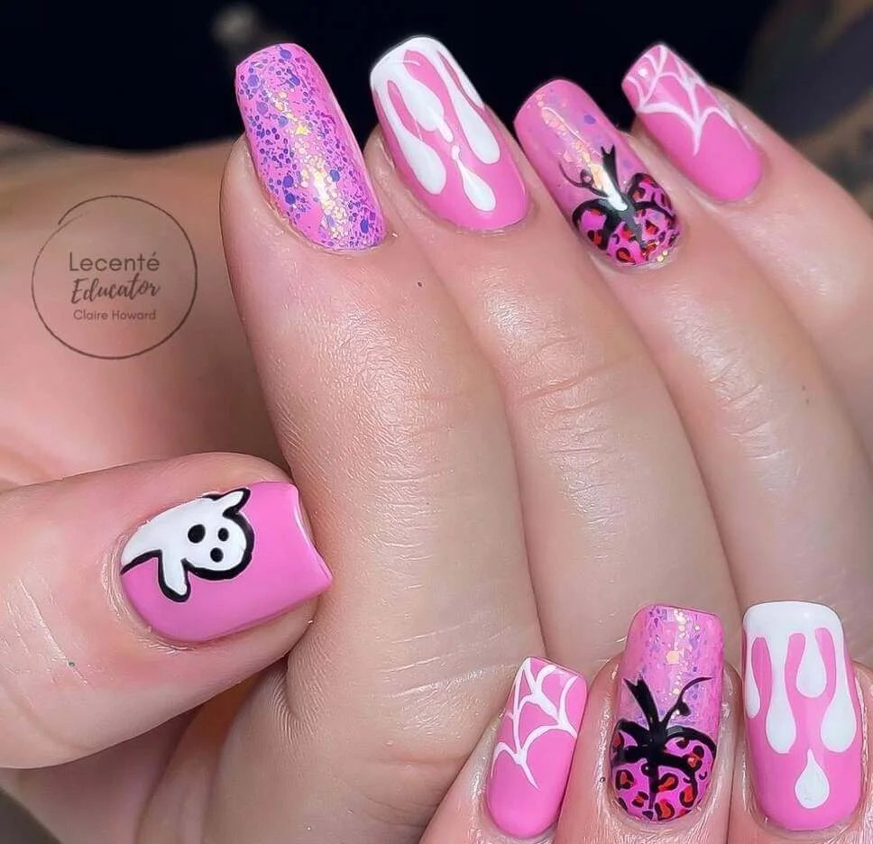 Leopard Pumpkin Nails