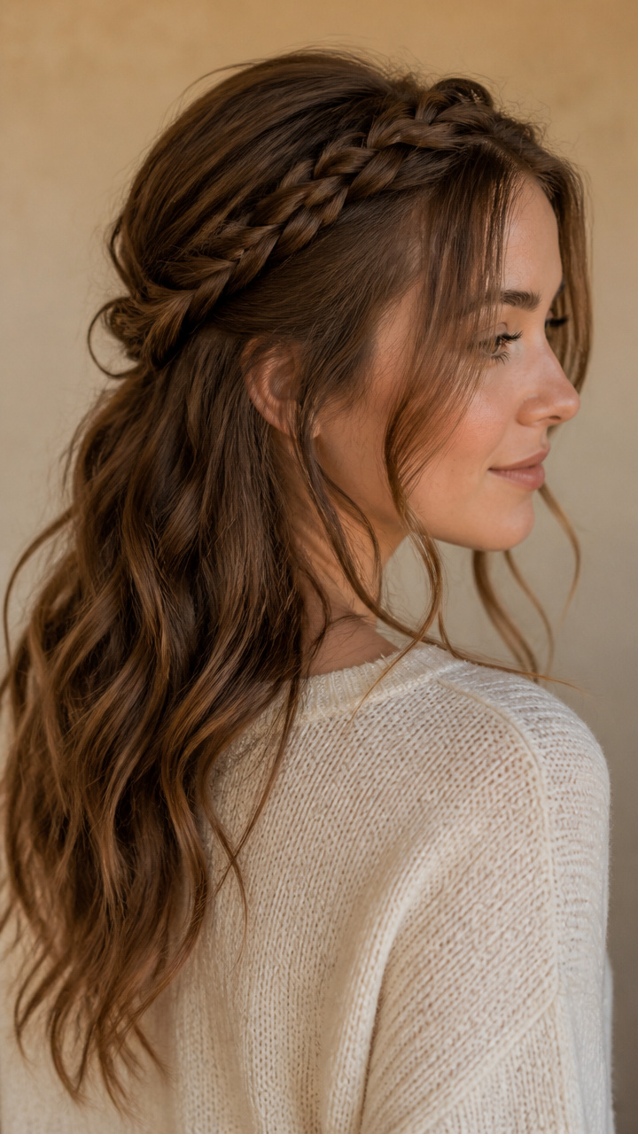 Loose Braided Headband with Face-Framing Pieces