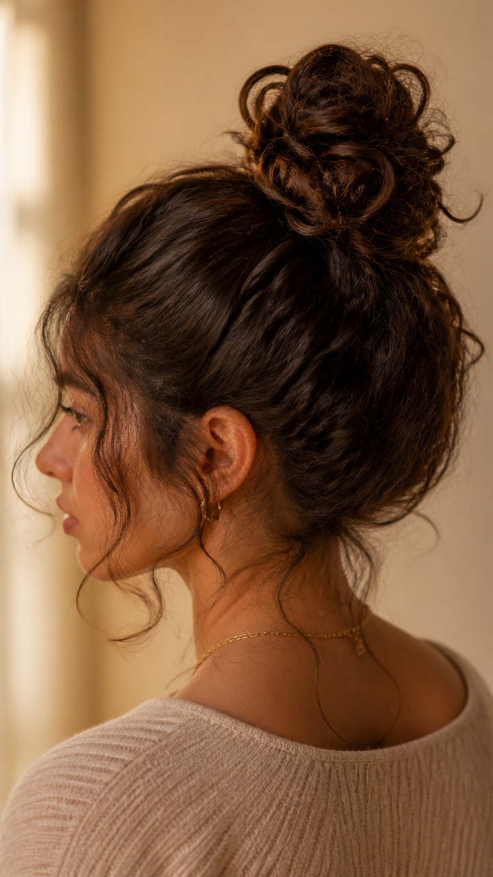 Loose Top Knot with Flyaways