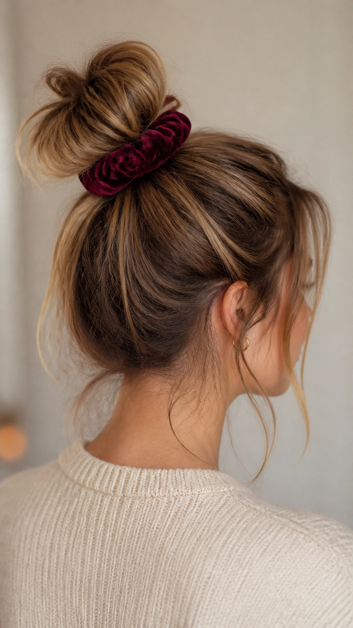 Loose Top Knot with Velvet Scrunchie