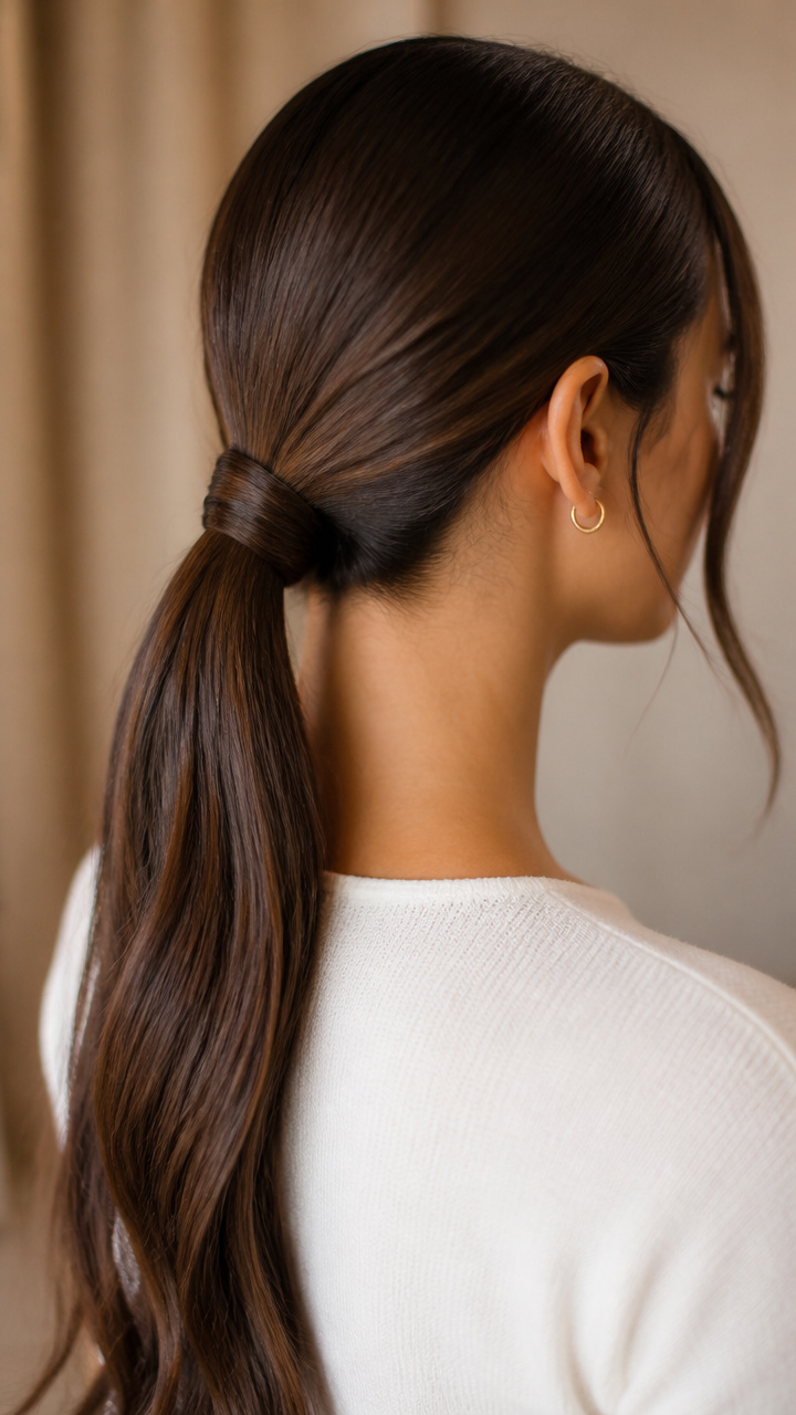 Low Pony with Wrapped Hair