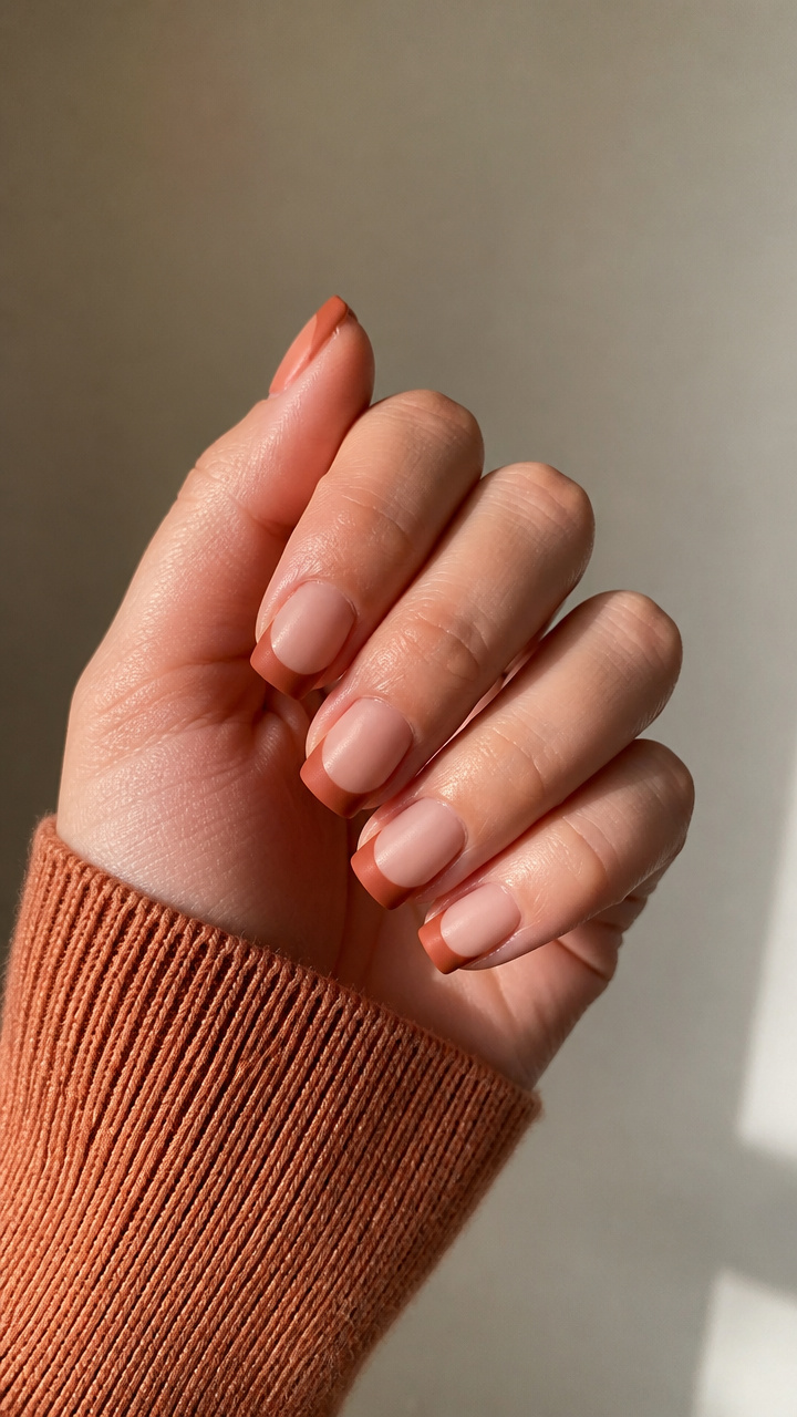 Matte Terracotta French Tips