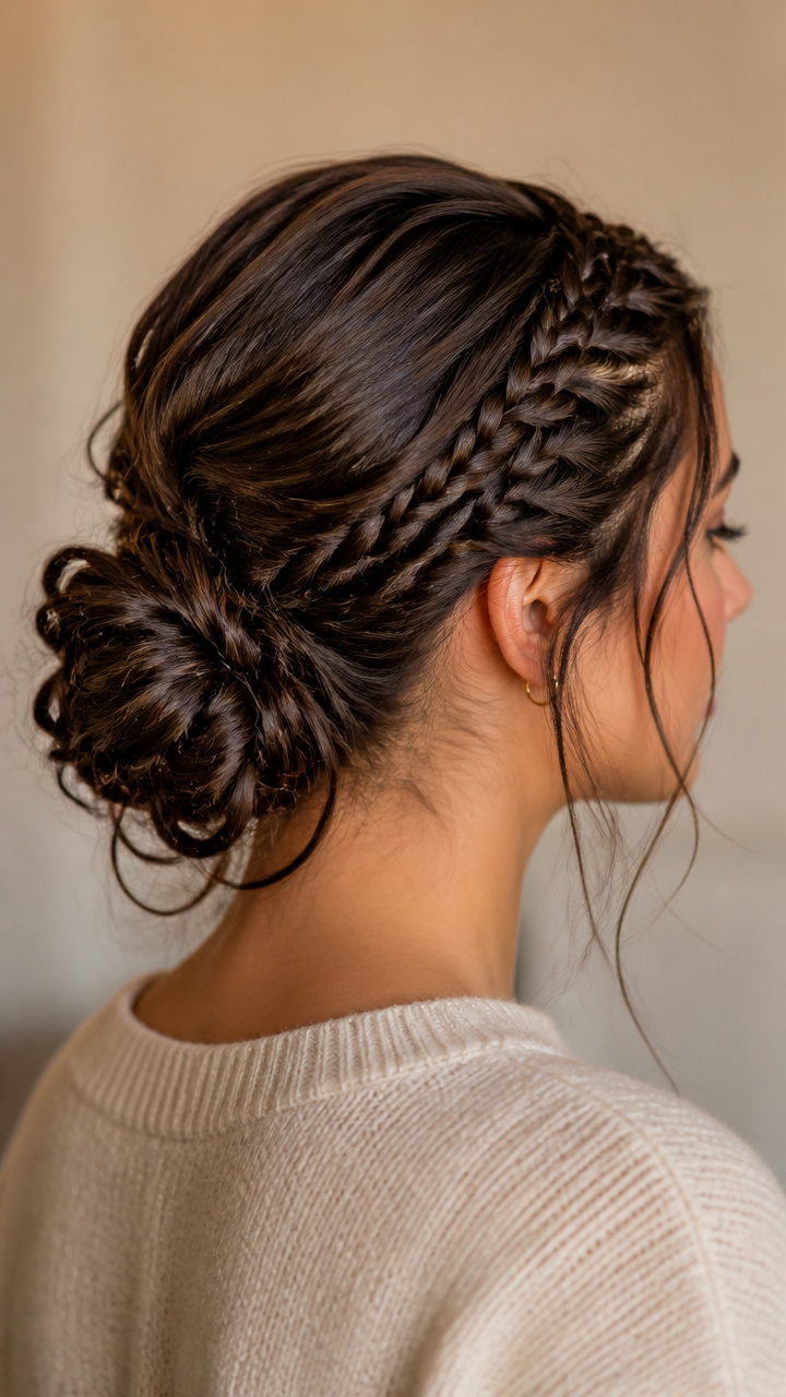 Mini Braids Leading to Bun