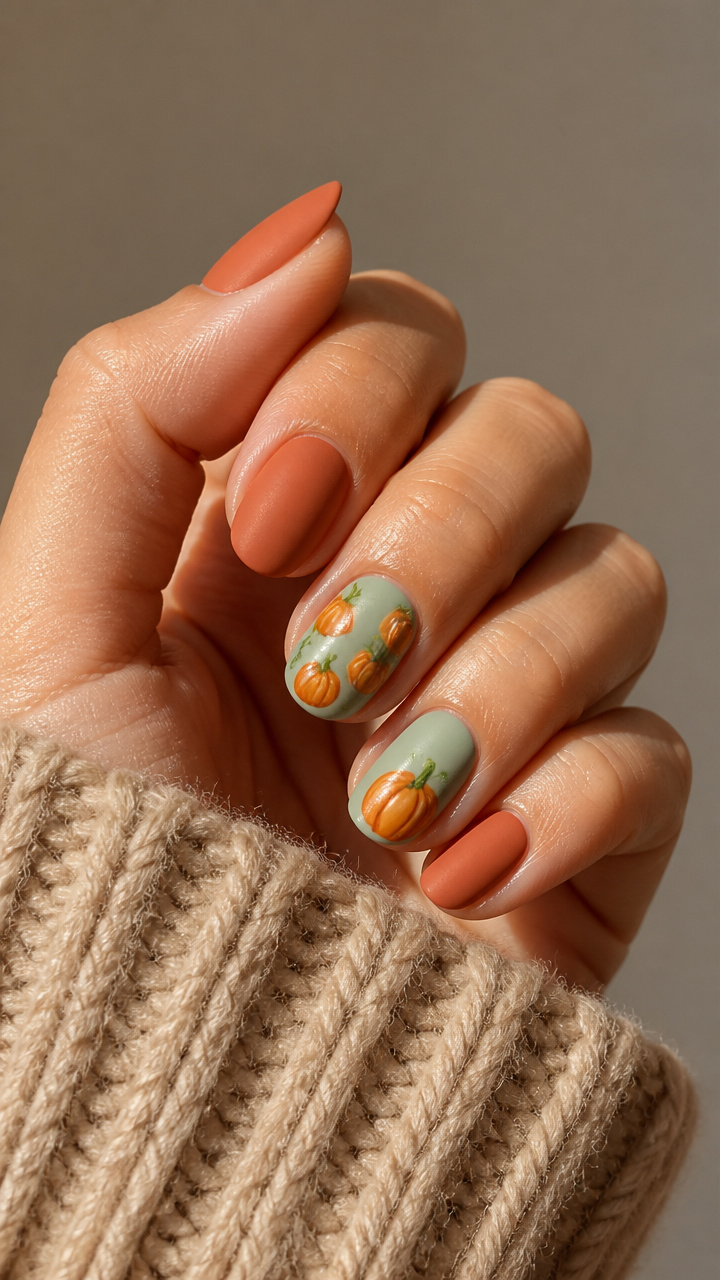 Mini Pumpkin Patch Accent Nails