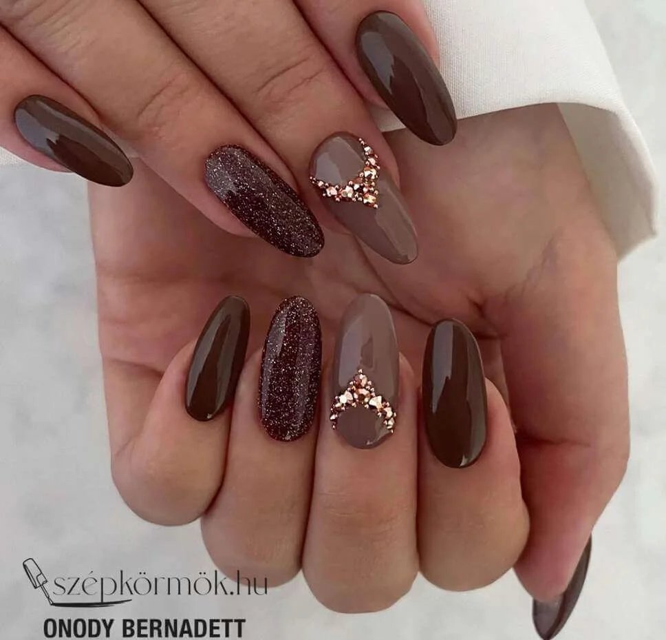 Mocha brown with glitter accents