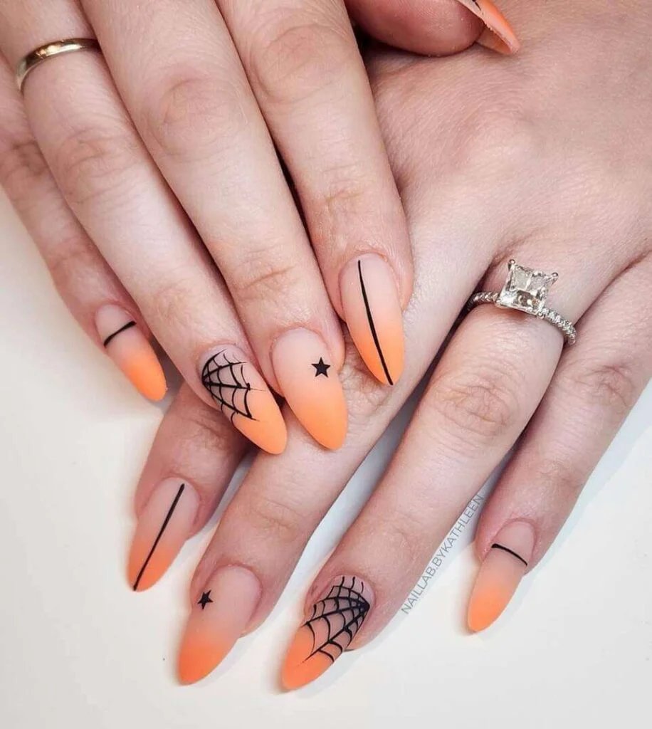 Orange gradient with spider webs