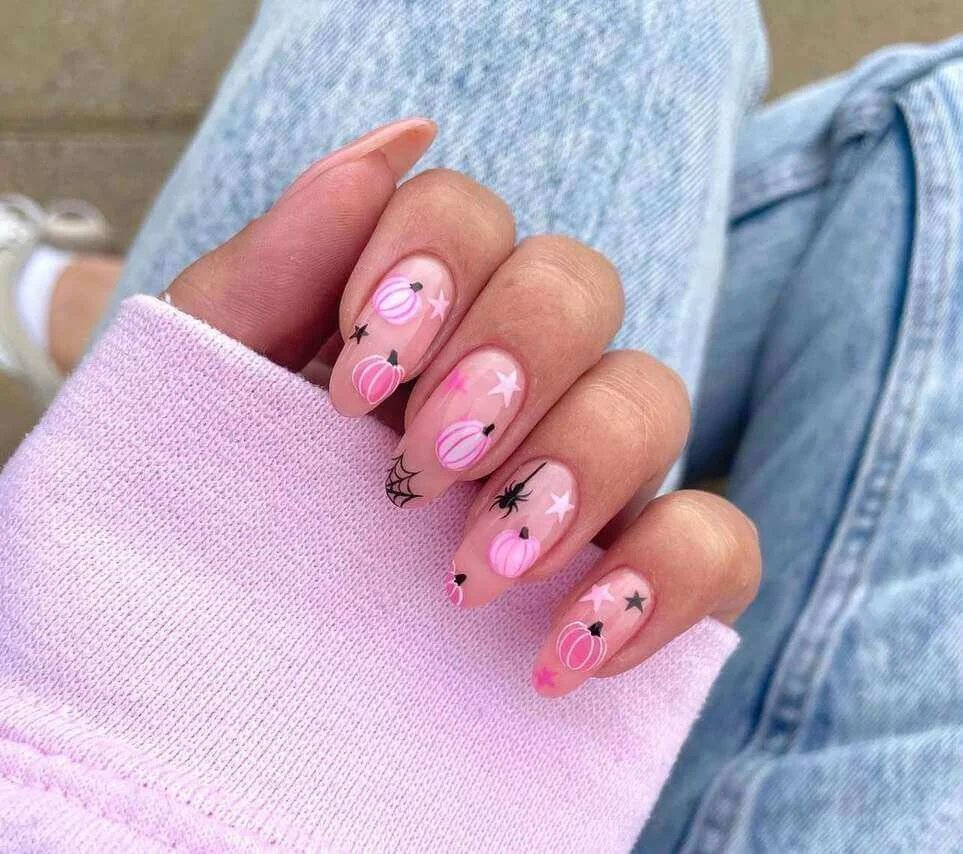 Pastel pumpkins and stars