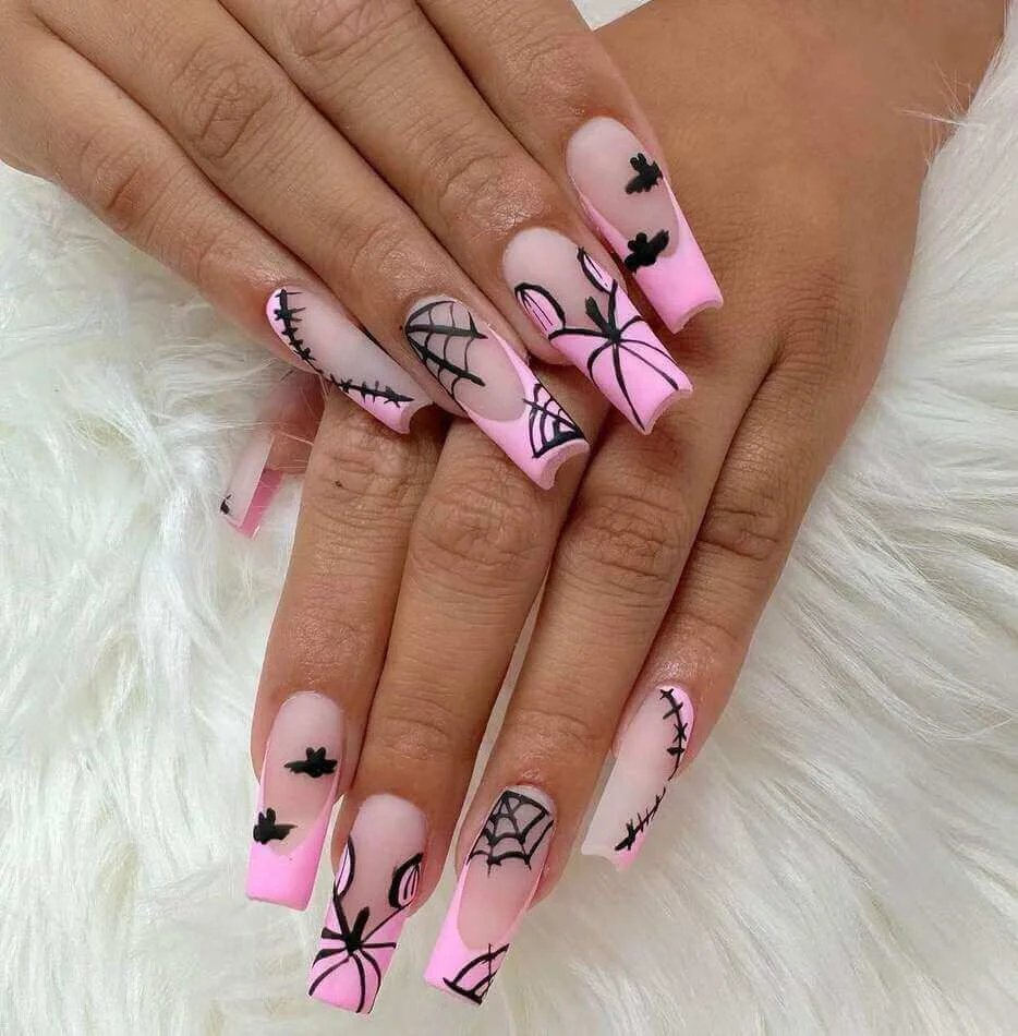 Pink French with Spiders