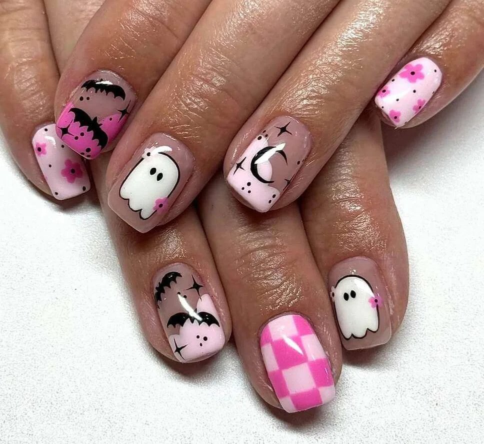 Pink ghost bat nails