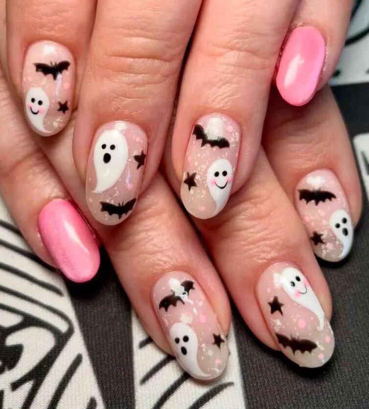 Pink ghost bat nails