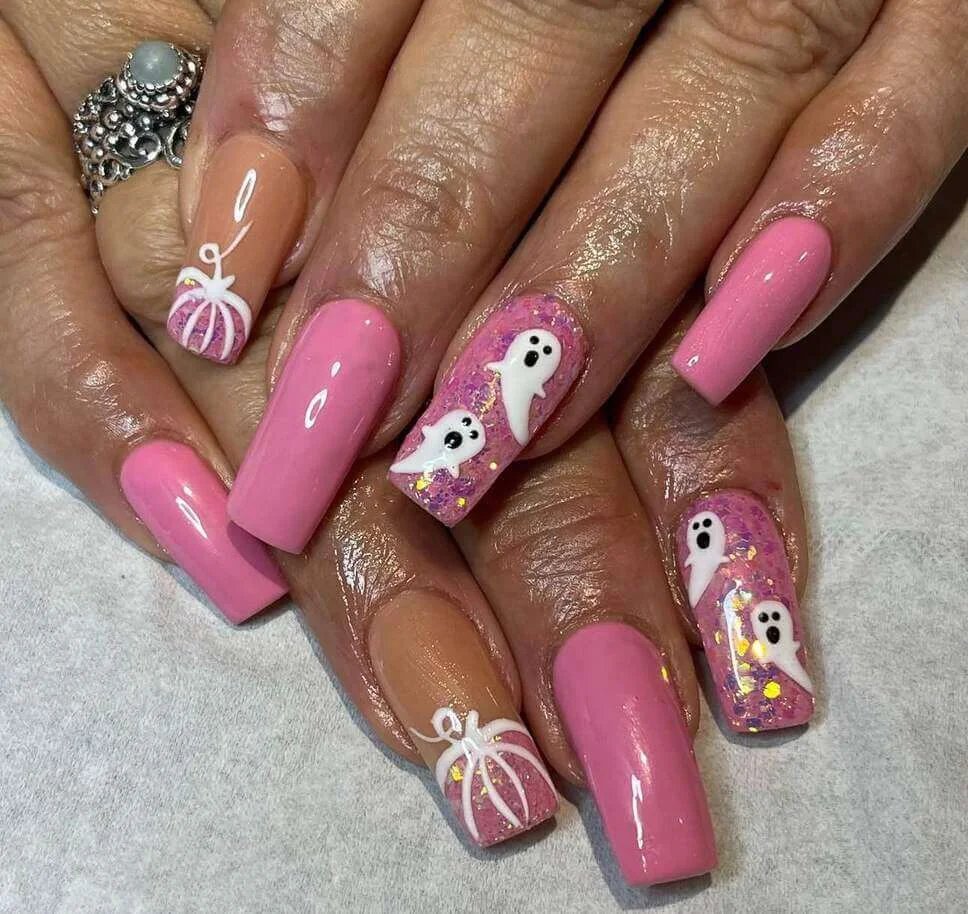 Pink glitter ghosts