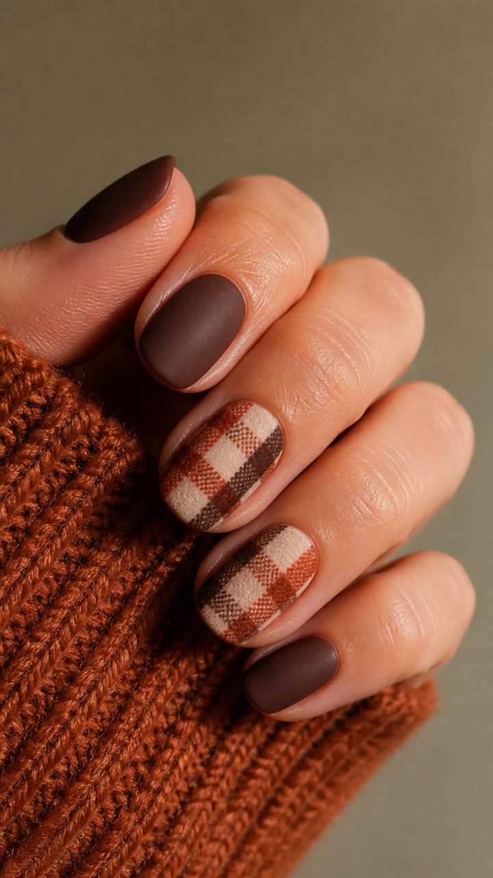 Plaid Flannel Accent Nails