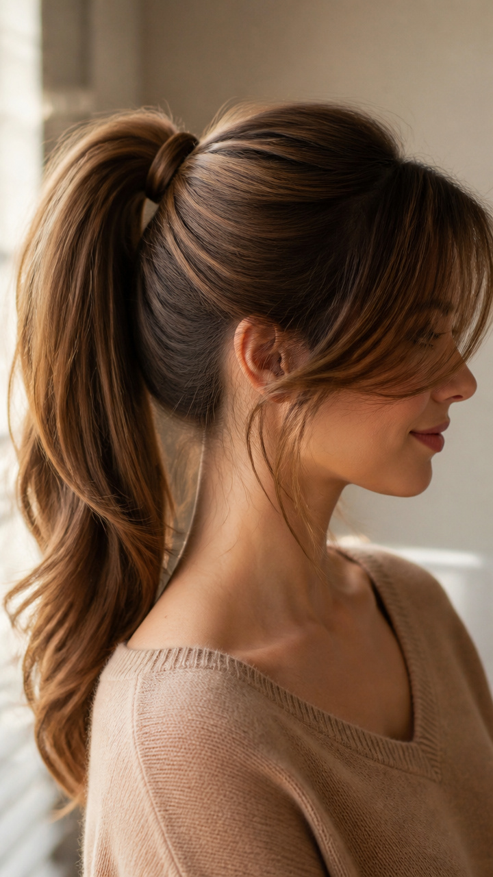Ponytail with Side-Swept Bangs