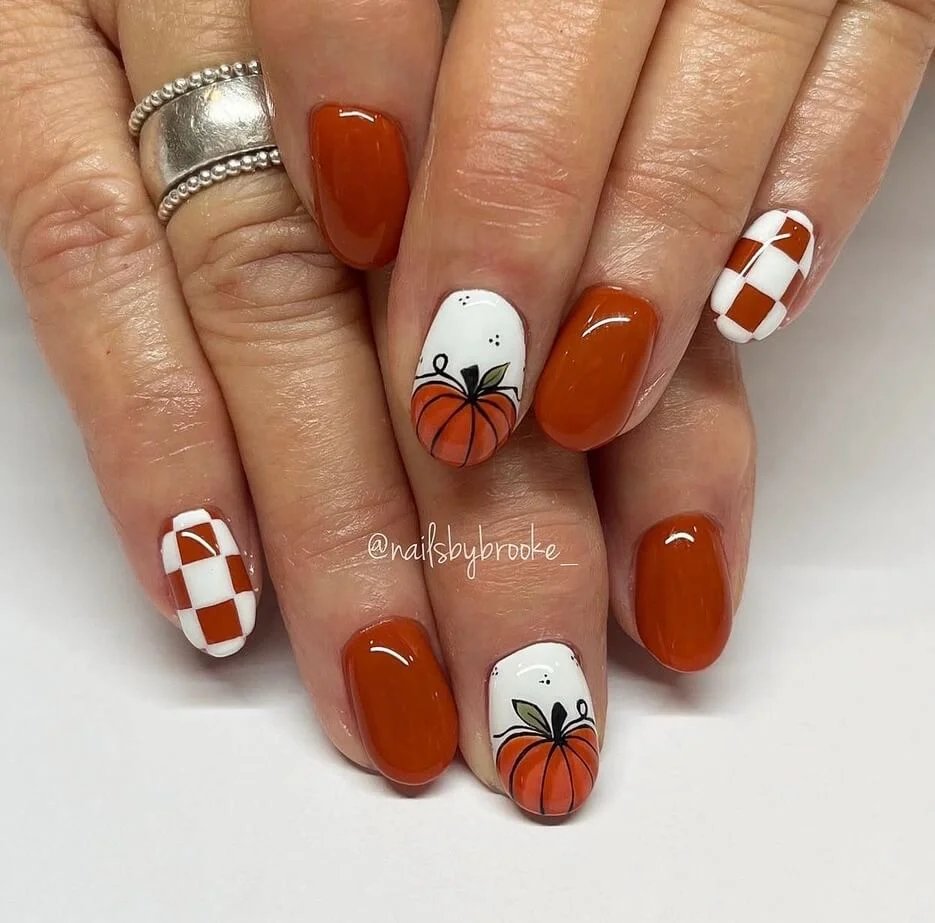 Pumpkin Checkerboard Design