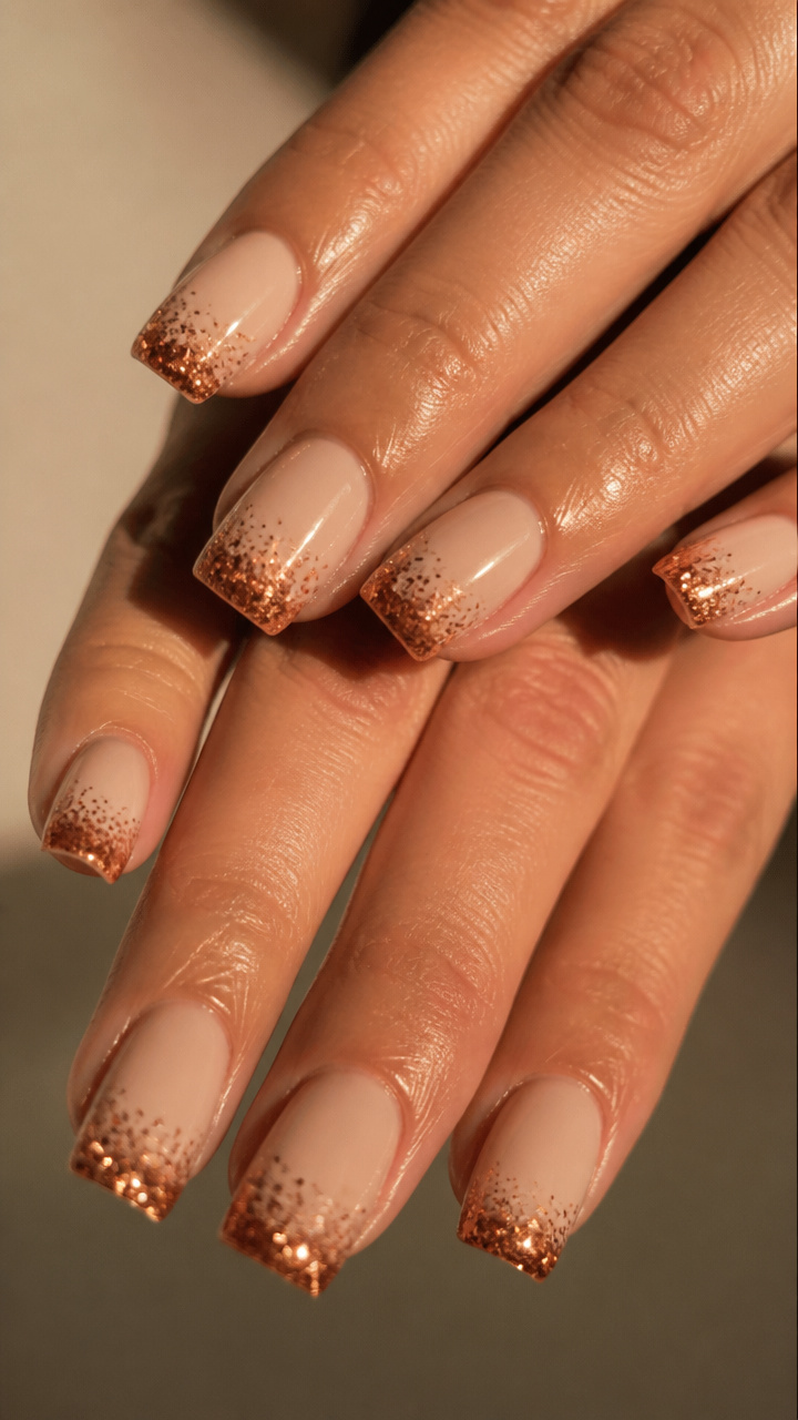 Pumpkin Spice Glitter Tips