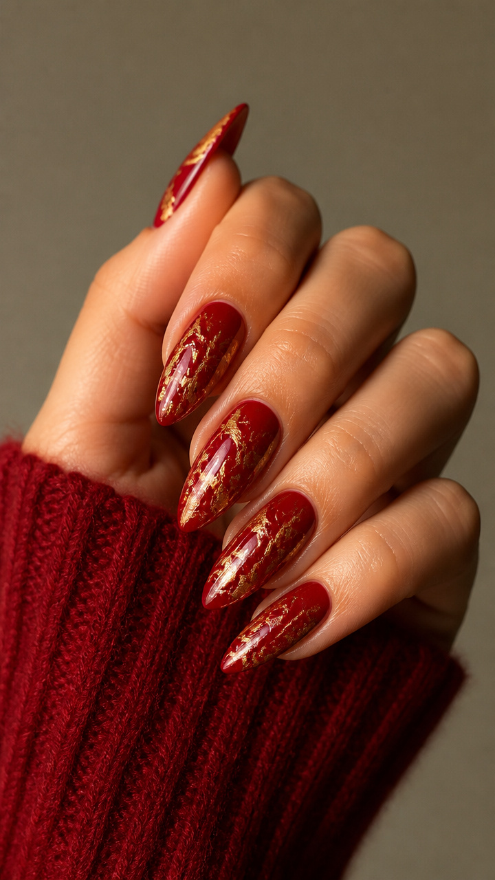 Red & Gold Foil Marbling
