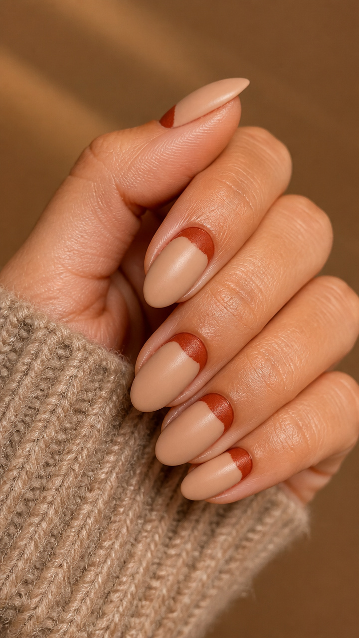 Rust Velvet Half-Moon Tips