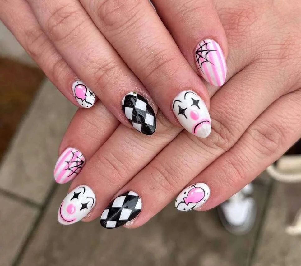 Sad Clown Pink Nails