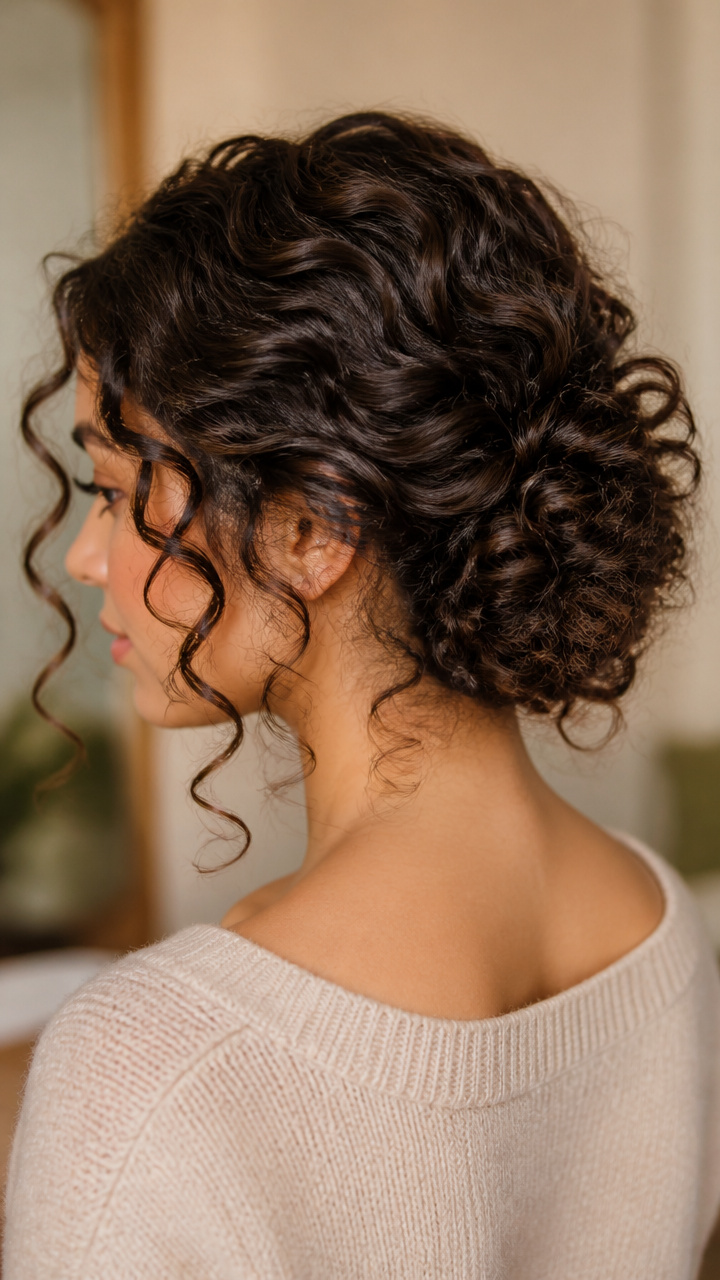 Side-Parted Curly Updo