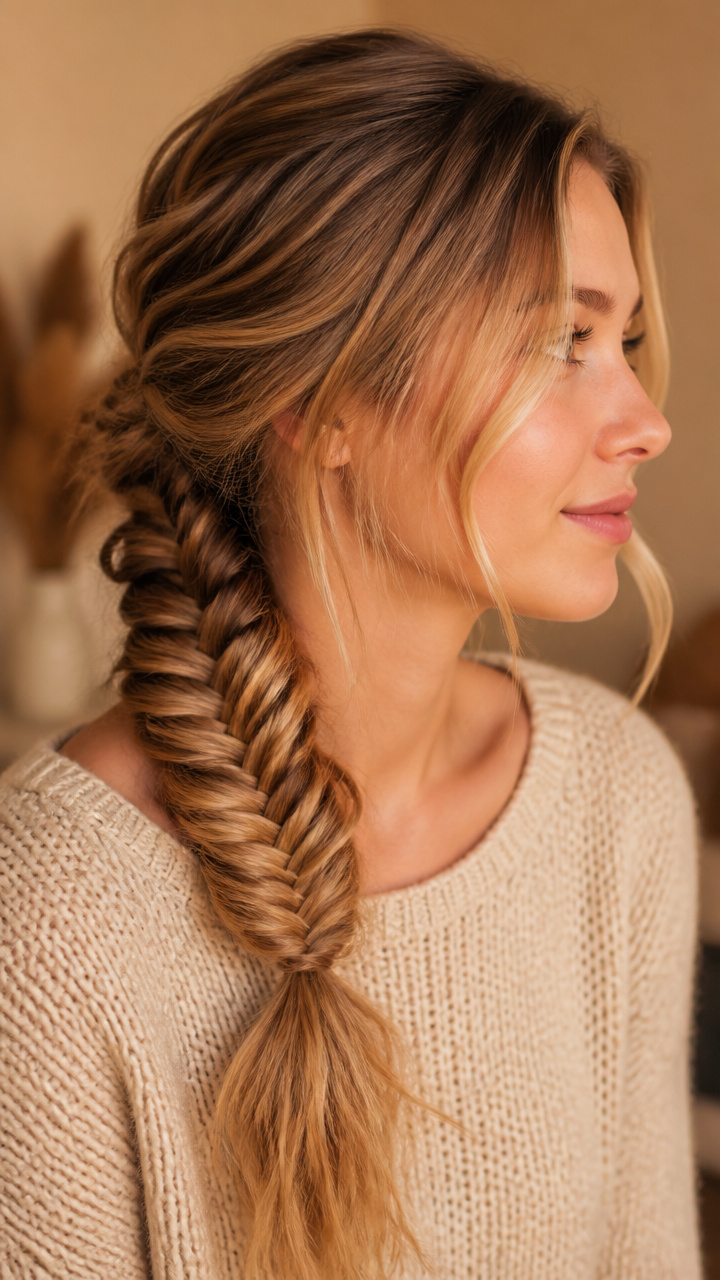Side Swept Fishtail with Loose Ends