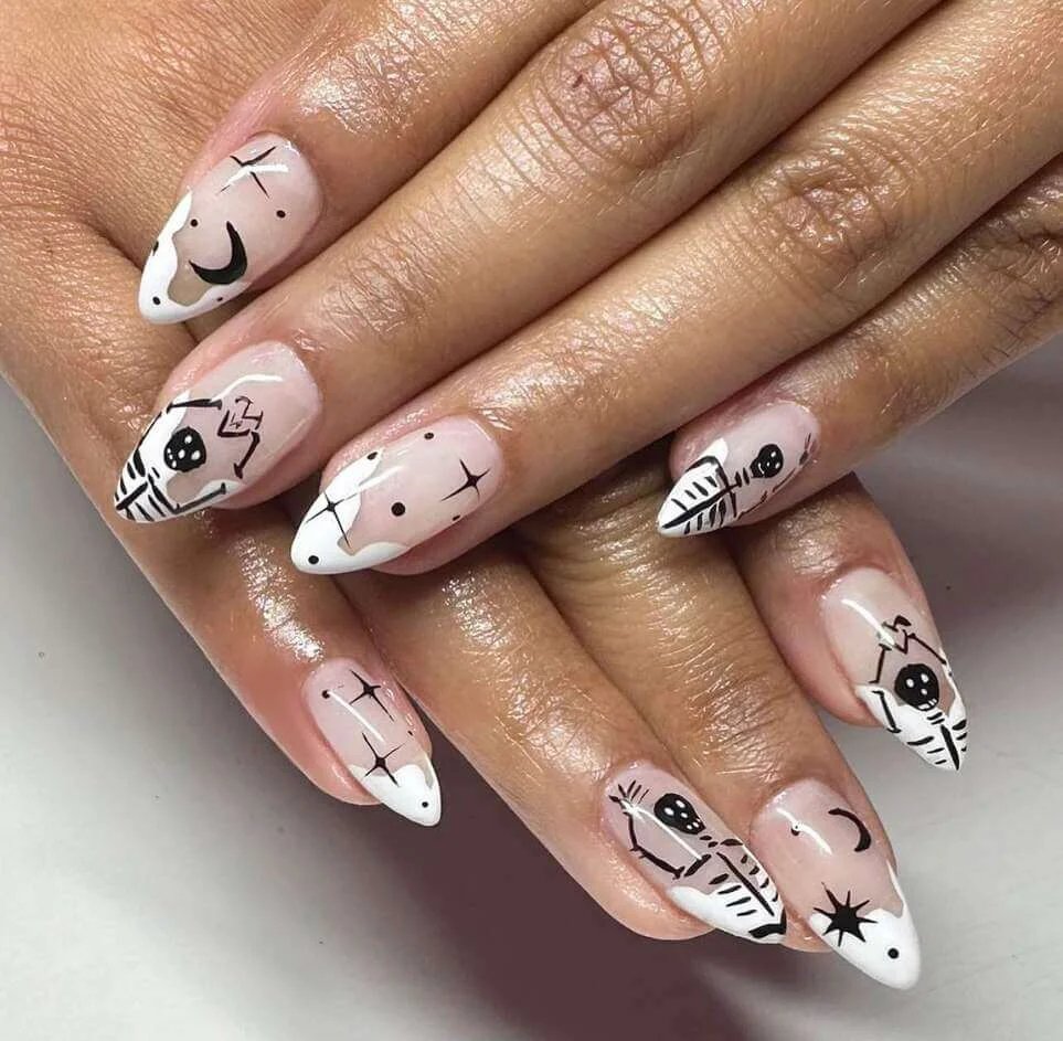 Skeleton and moon nails