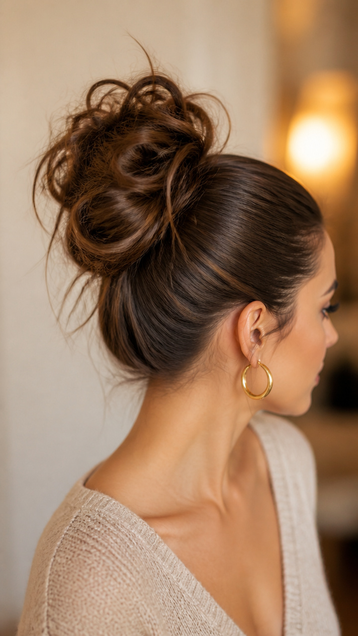 Sleek Front with Wild Bun