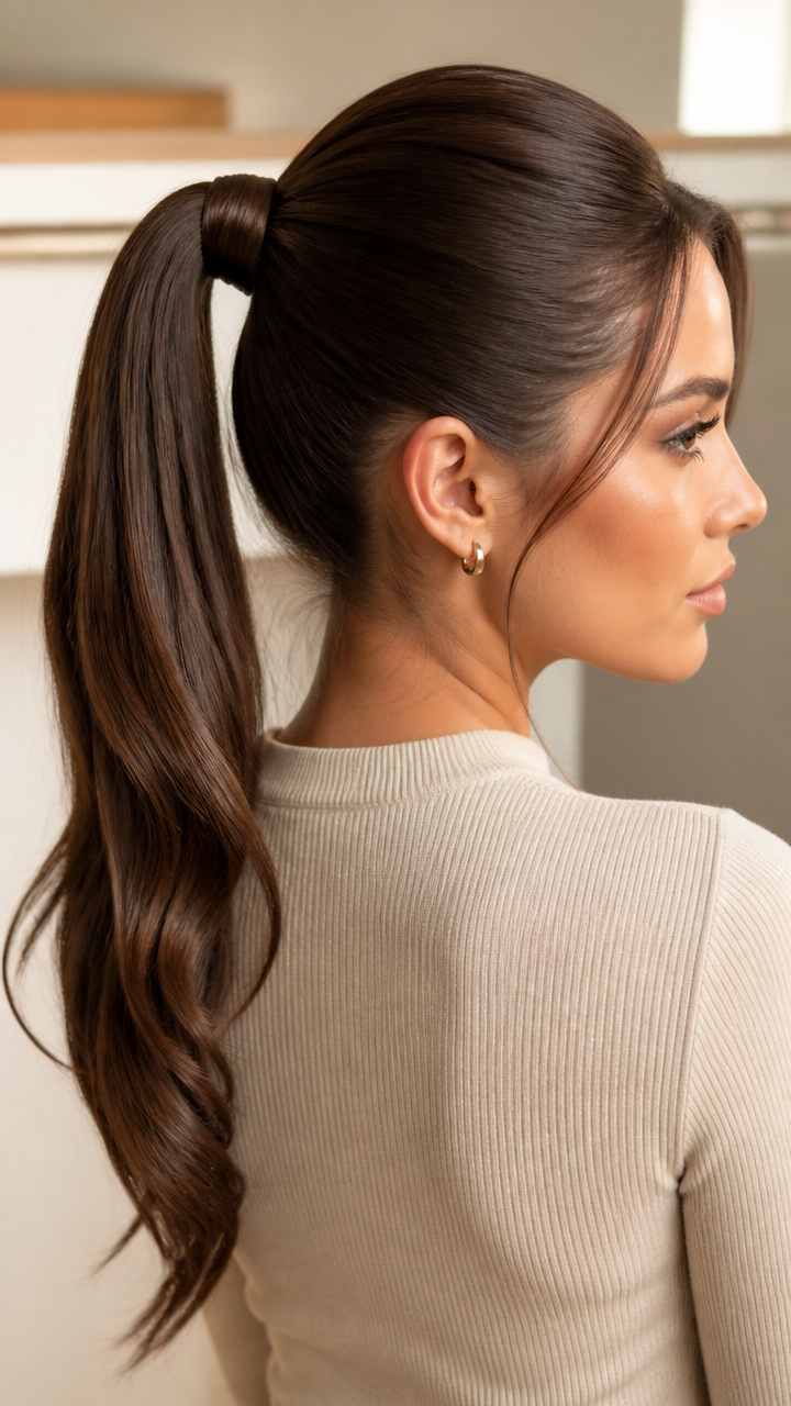 Sleek High Pony With Wrap Detail