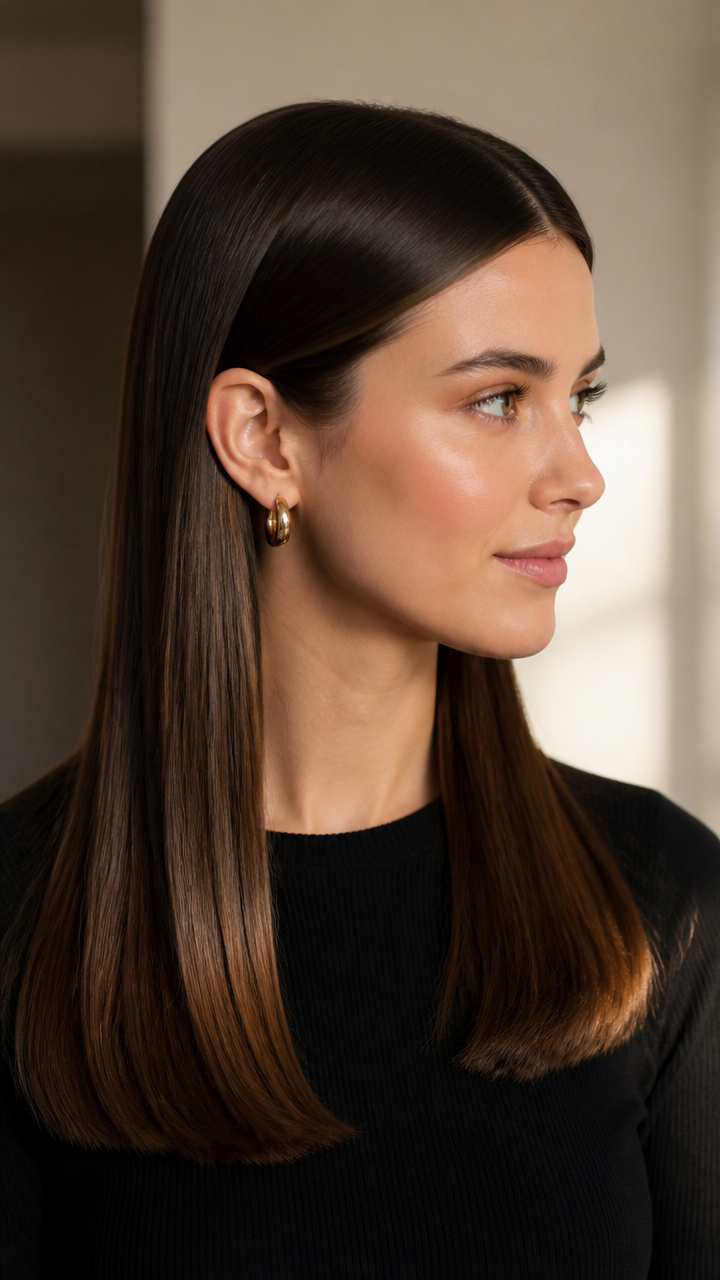 Sleek Middle Part with Tucked Ears