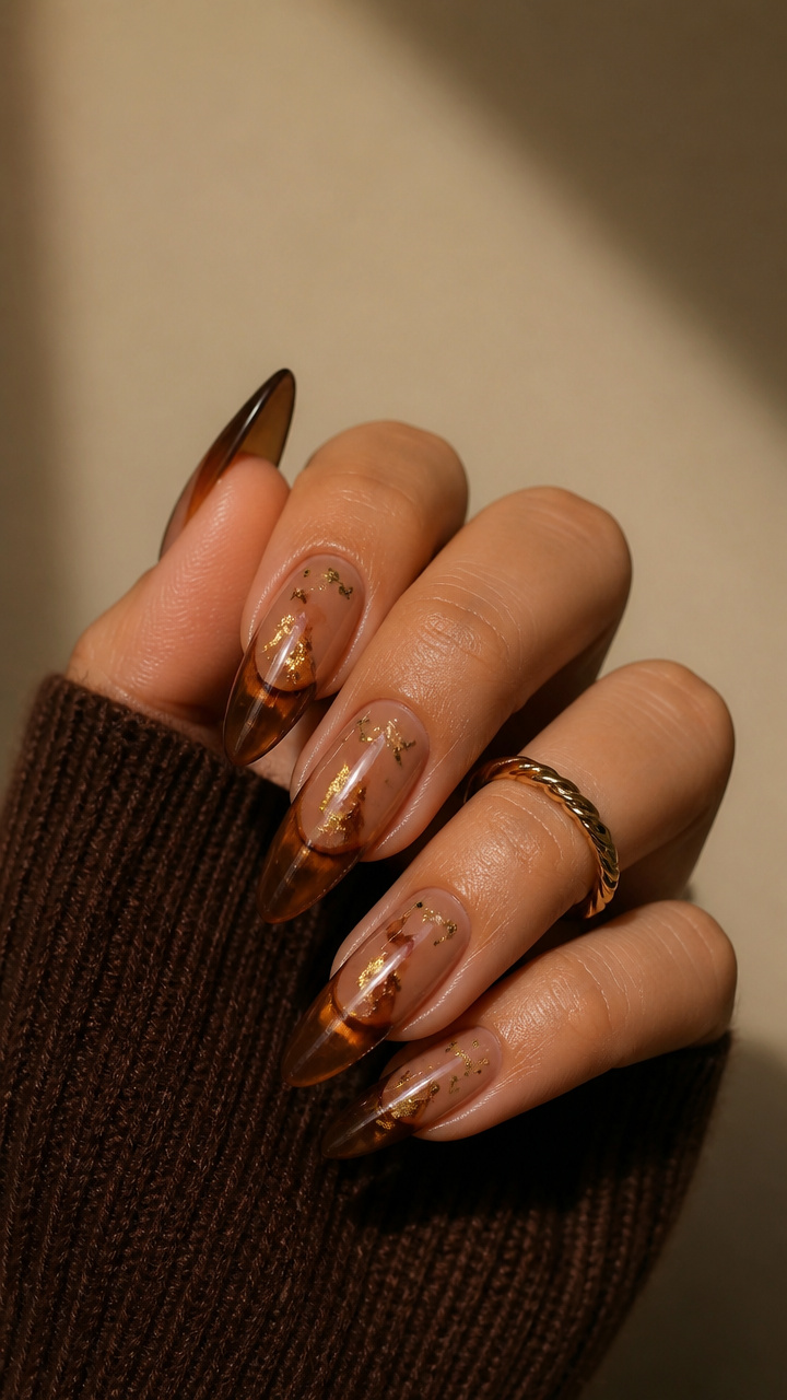 Smoky Cinnamon Glass Nails