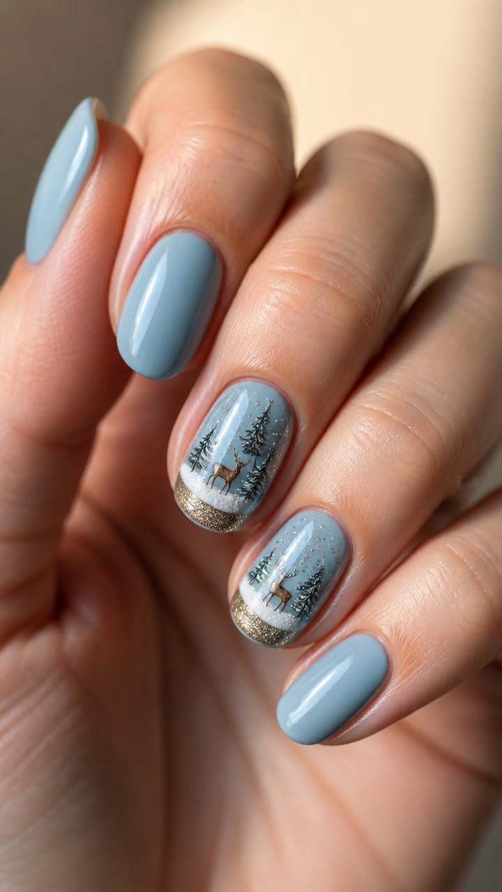 Snow Globe Accent Nails