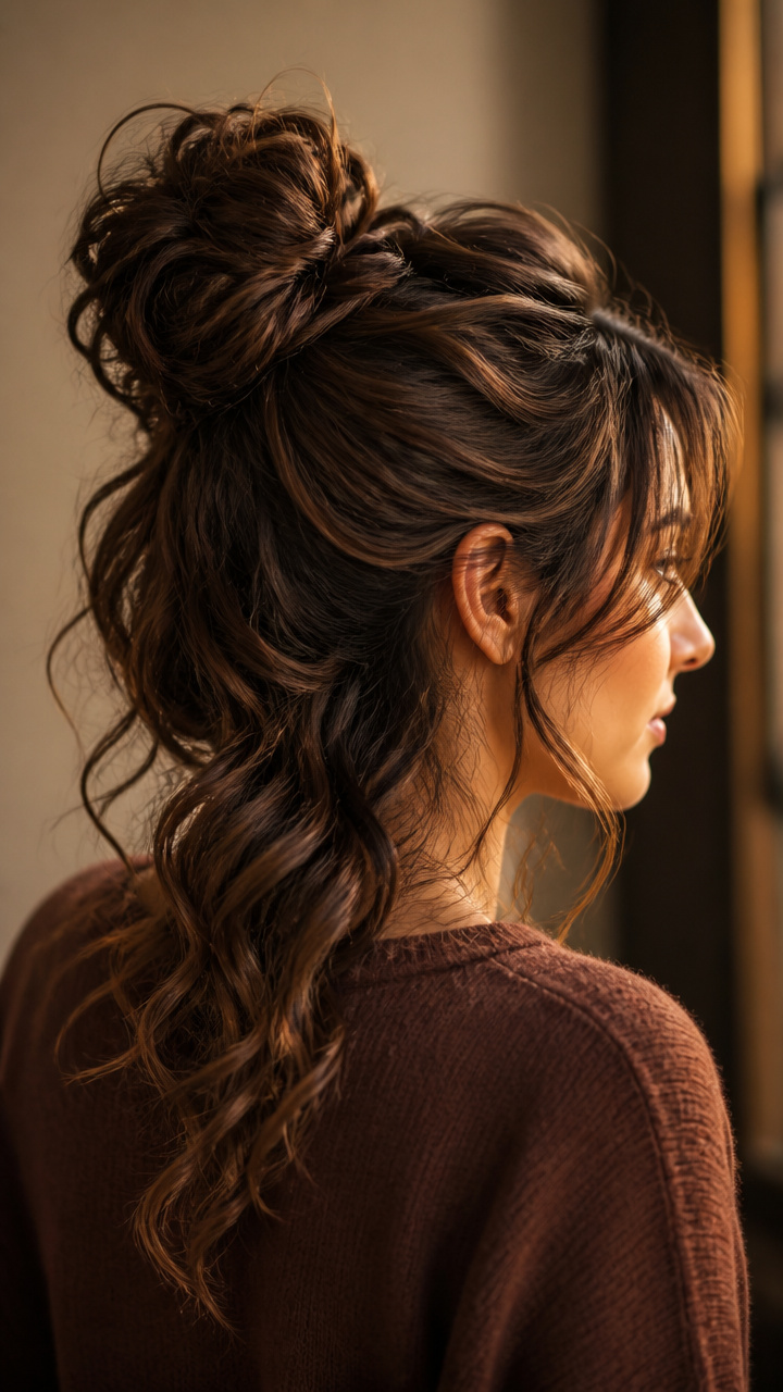 Soft Top Knot with Face-Framing Pieces