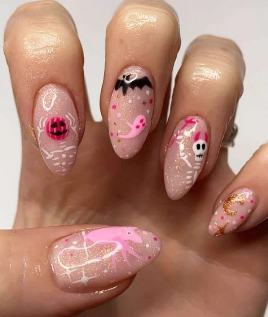 Sparkly pink skeletons and ghosts