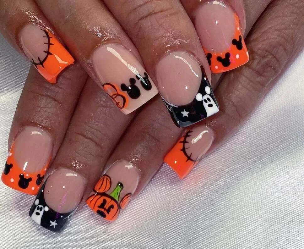Stitched Orange and Black Mickey Tips