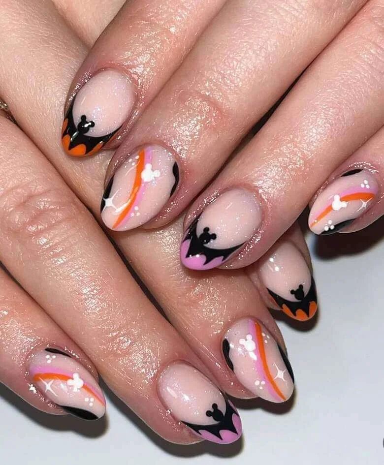 Swirly orange and black flames with hidden Mickeys