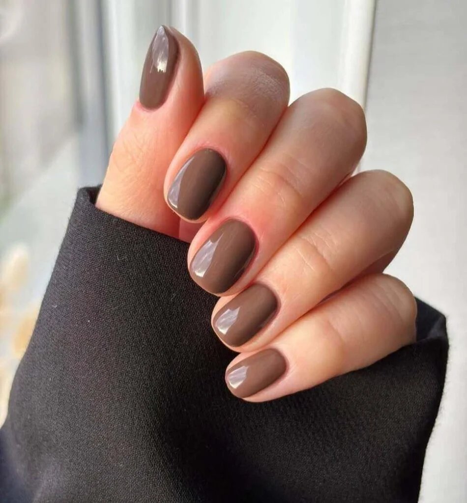 Taupe Brown Short Nails