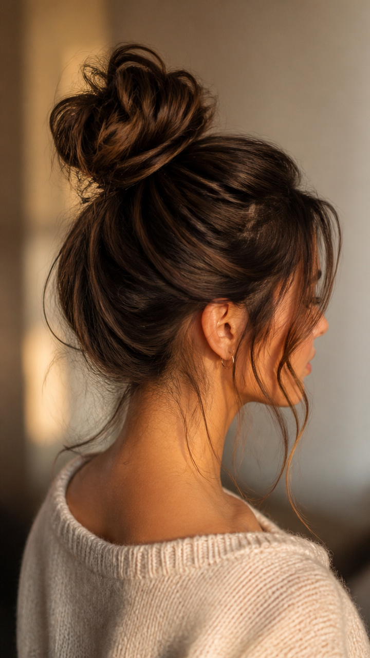 Textured Top Knot With Face-Framing Pieces