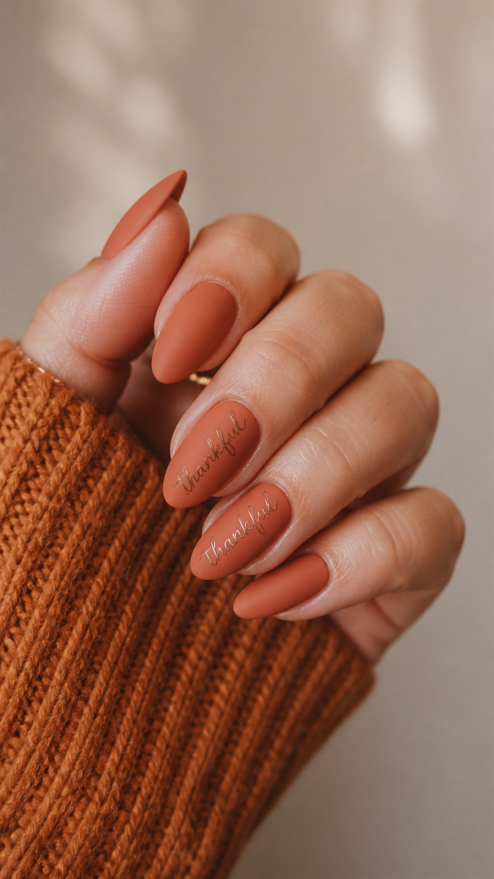 Thankful Script Accent Nails