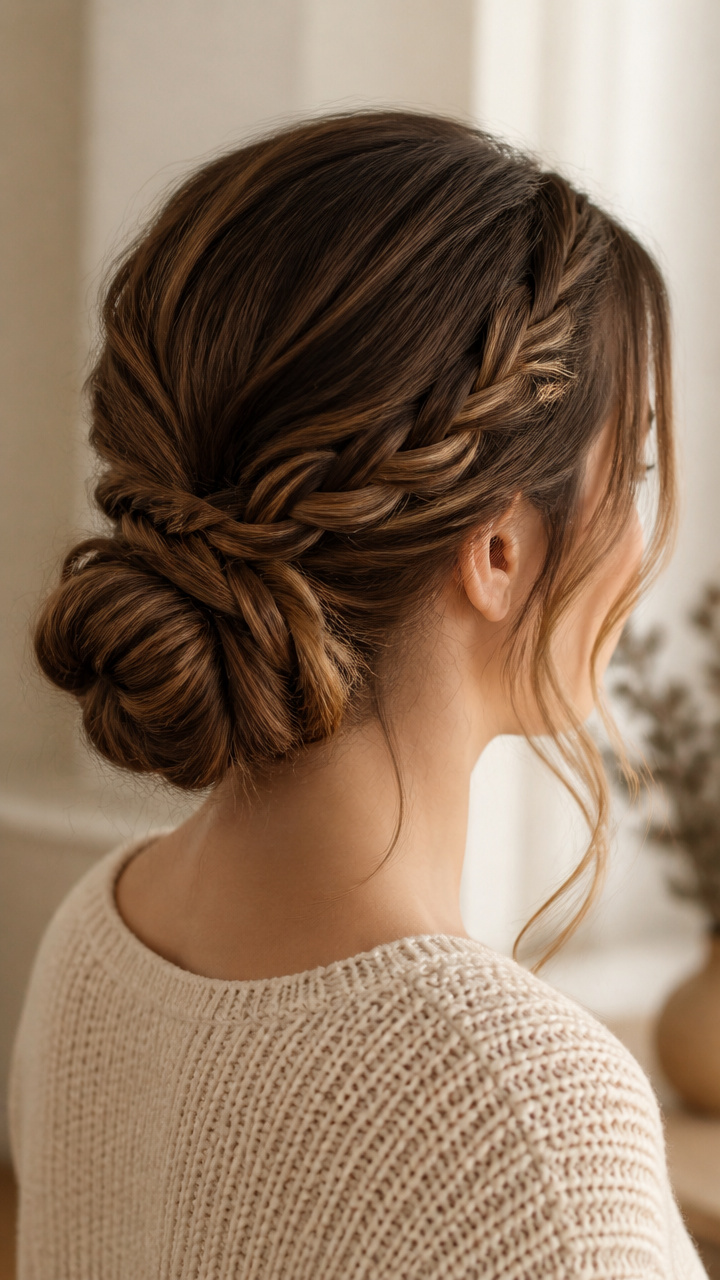 Three-Strand Braid Wrapped Around Bun