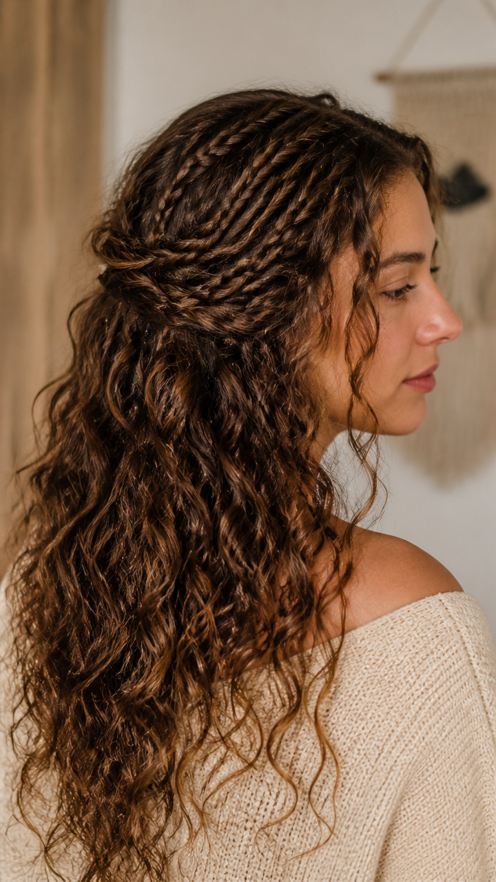 Tiny Braids Woven Through Curls
