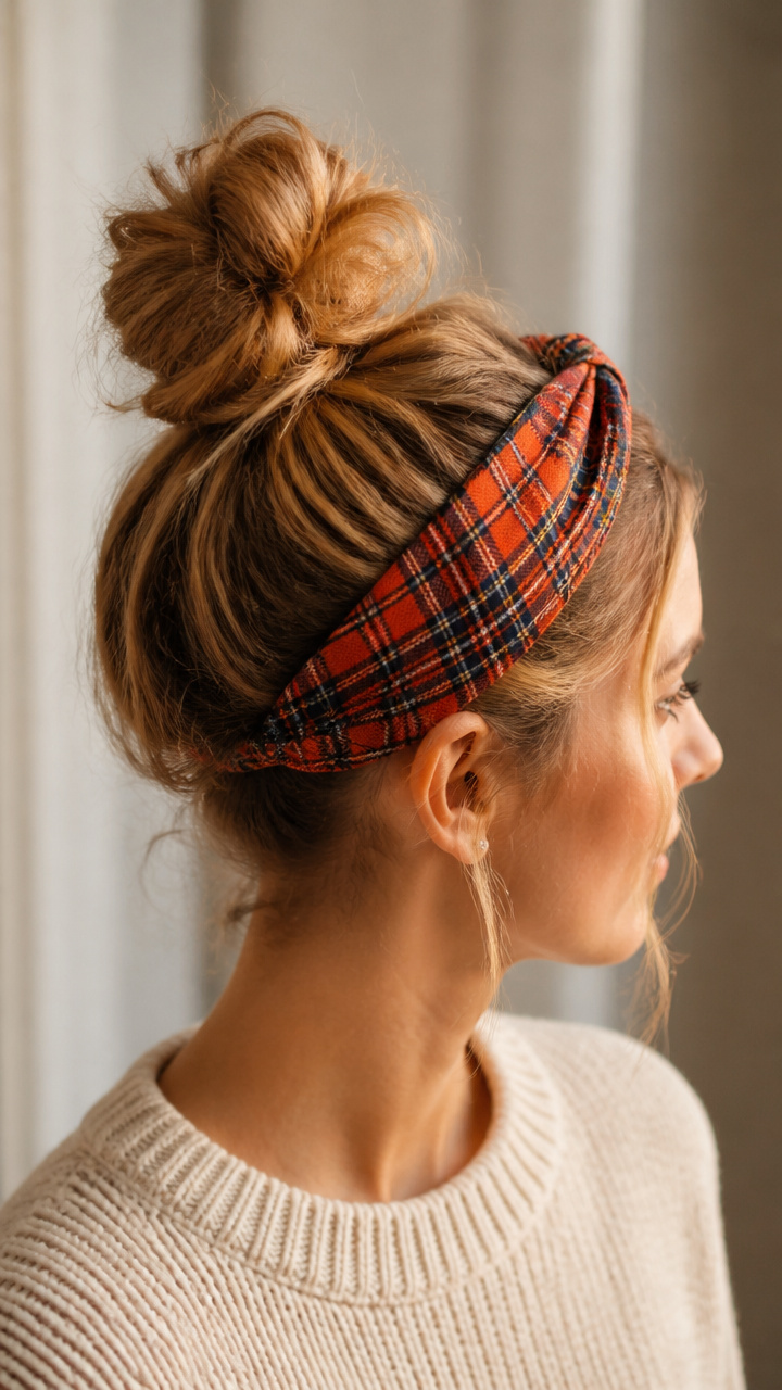Top Knot With Forehead Band