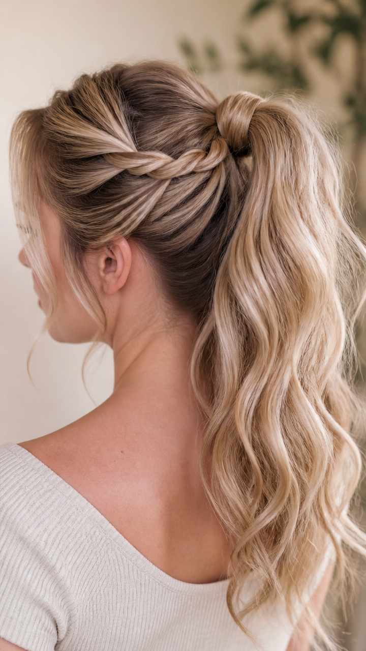 Twisted Rope Ponytail With Waves