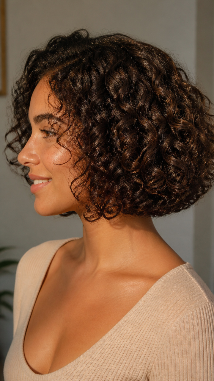 Voluminous Curly Bob with Blunt Ends