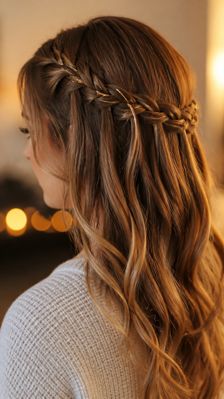 Waterfall with Subtle Metallic Thread