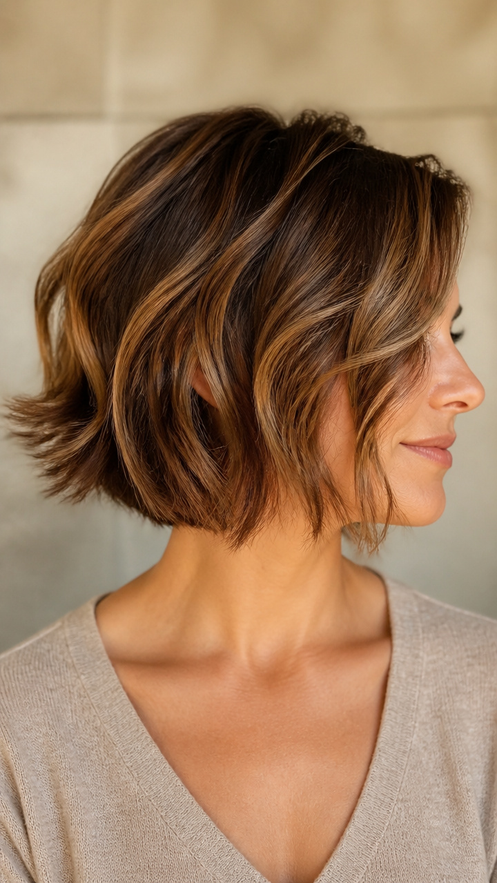 Wavy Bob with Asymmetrical Flip