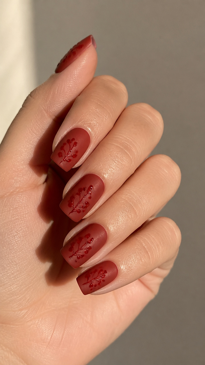 Winter Berry Matte Manicure